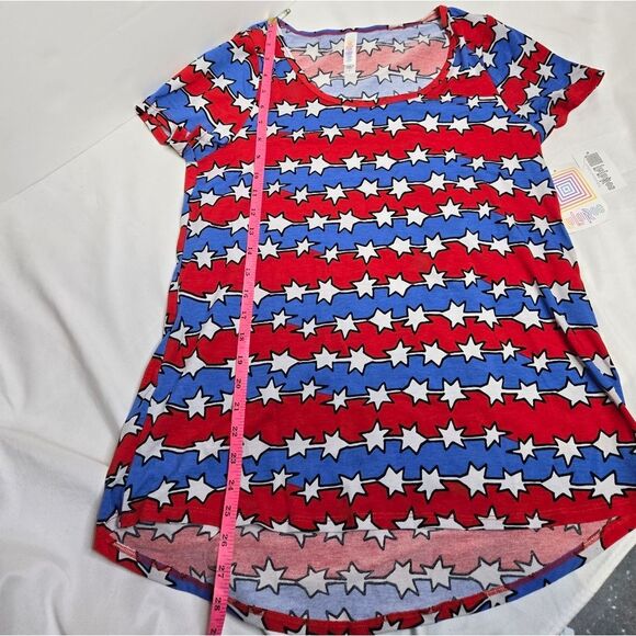 NEW LulaRoe Irma red white and blue stars 4th of July short sleeve tee shirt S - Picture 8 of 8